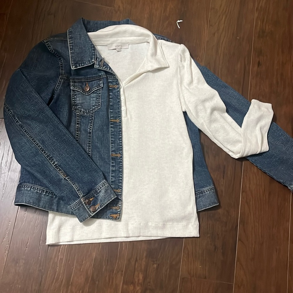 Cream ribbed long sleeved top